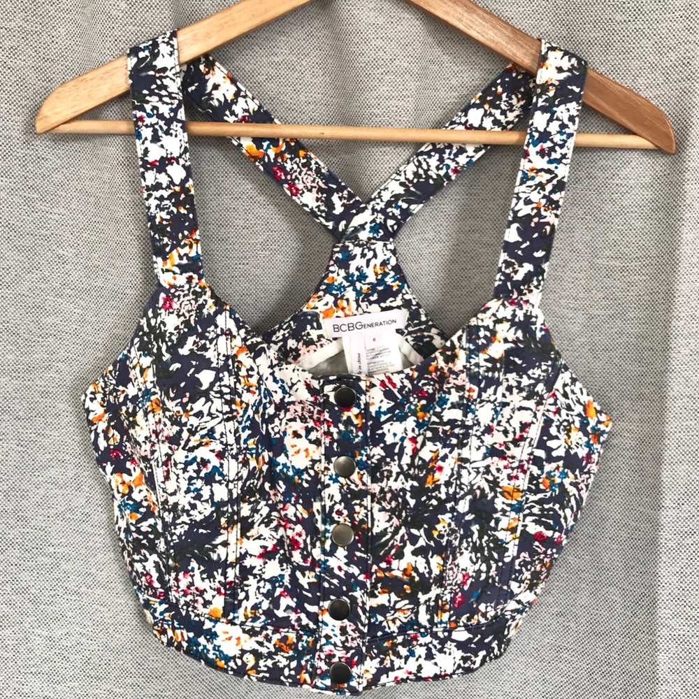 Paint Splatter Front Snap Buttons Crop Top